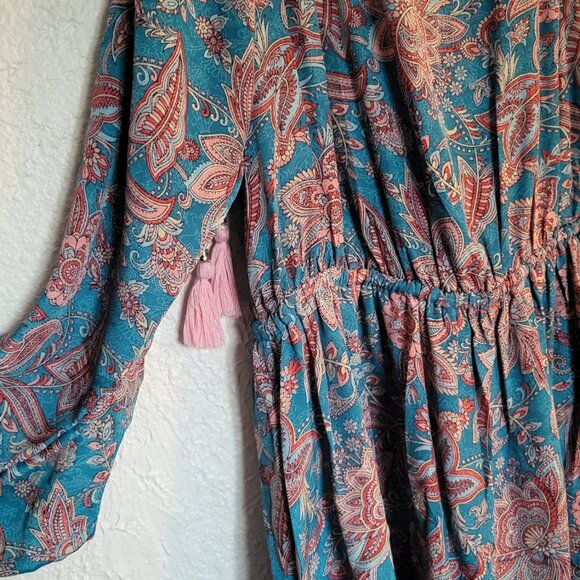 Long Sleeve Dress, Dreamy Satin Paisley Fabric - Picture 7 of 11